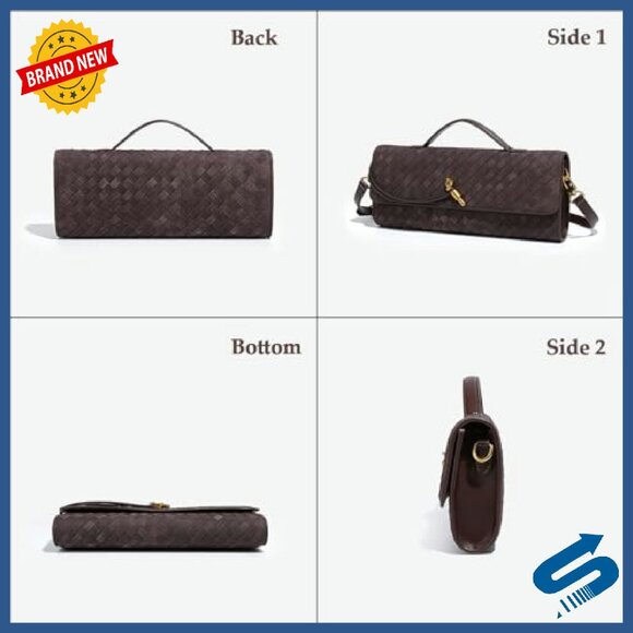 Suede Woven Clutch Crossbody Bag with Removable Strap Evening Purse
